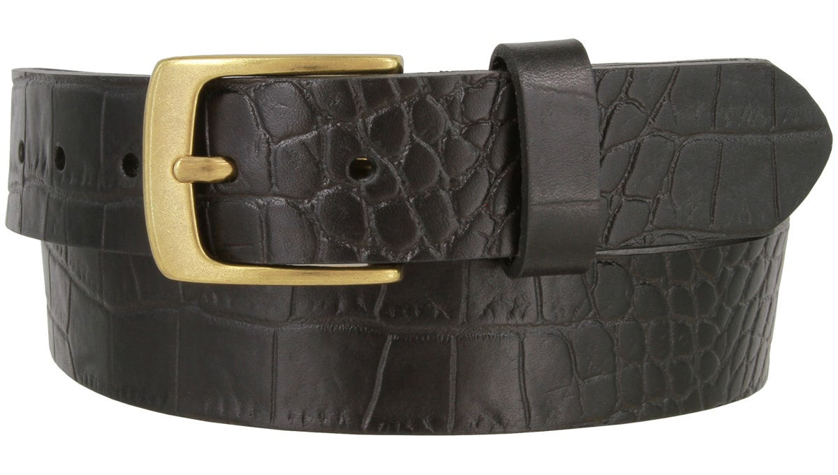 Black Crocodile Leather Belt