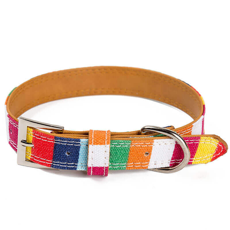 Leather & canvas Dog Collar