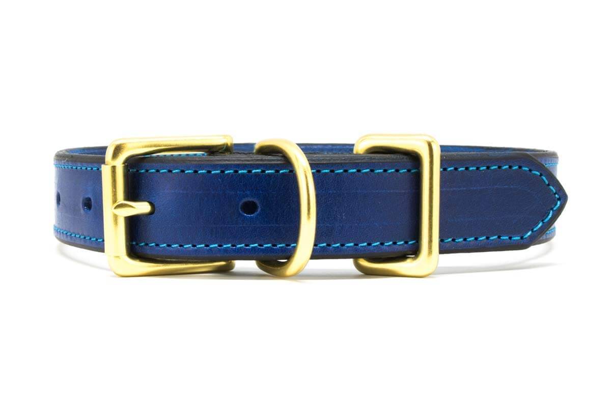 Blue Leather Dog Collar